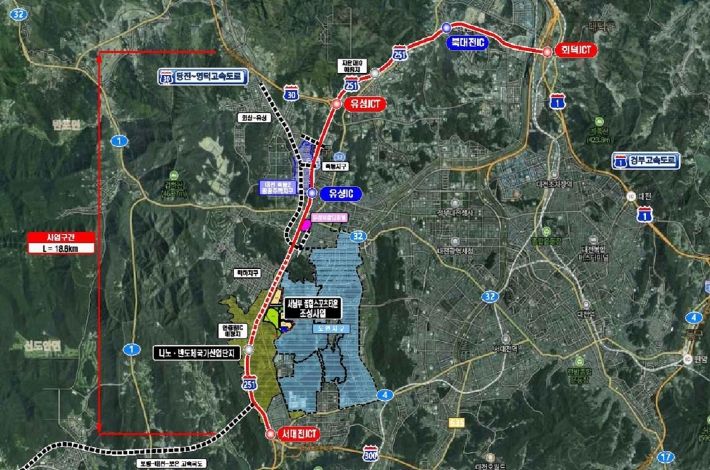 호남고속도로지선 확장 위치도