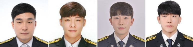소방장 홍성호, 소방교 박원기, 김지환, 소방사 이규복