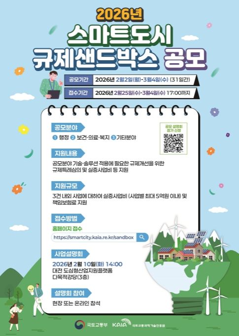 '2026년 스마트도시 규제샌드박스 공모' 포스터