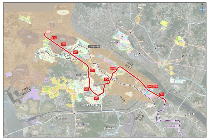 서울 5호선 검단·김포 연장 노선도(예비타당성조사 기준)